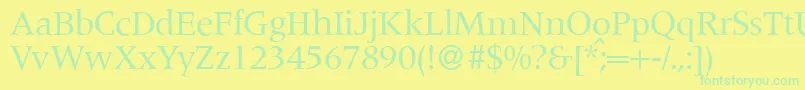 M690RomanRegular-Schriftart – Grüne Schriften auf gelbem Hintergrund