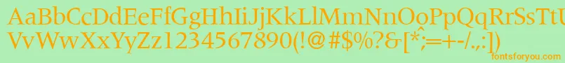 Police M690RomanRegular – polices orange sur fond vert