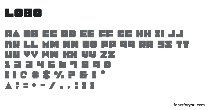 Schriftart Lobo – Alphabet, Zahlen, spezielle Symbole