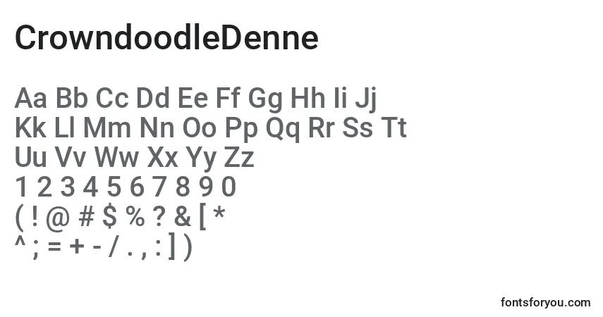 Czcionka CrowndoodleDenne – alfabet, cyfry, specjalne znaki