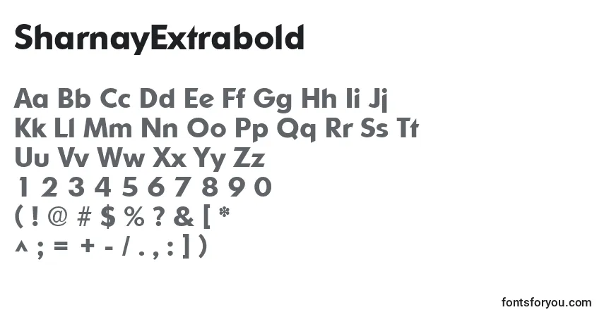 A fonte SharnayExtrabold – alfabeto, números, caracteres especiais