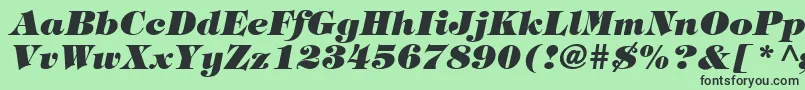 Fonte HalversonHeavyItalic – fontes pretas em um fundo verde