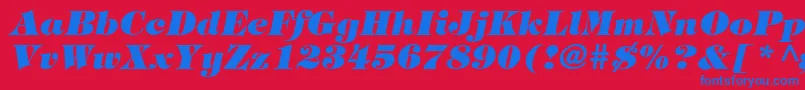 HalversonHeavyItalic Font – Blue Fonts on Red Background