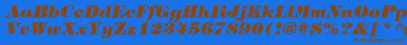 HalversonHeavyItalic Font – Brown Fonts on Blue Background