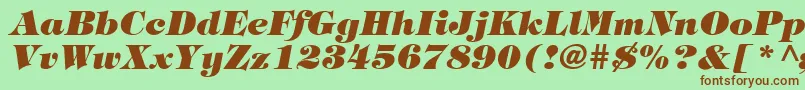 Fonte HalversonHeavyItalic – fontes marrons em um fundo verde