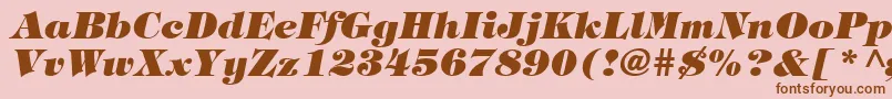 Fonte HalversonHeavyItalic – fontes marrons em um fundo rosa