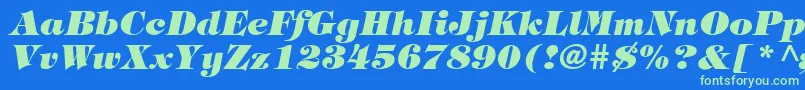 Fonte HalversonHeavyItalic – fontes verdes em um fundo azul