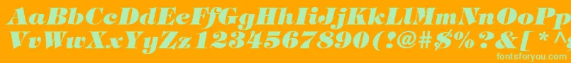 HalversonHeavyItalic Font – Green Fonts on Orange Background