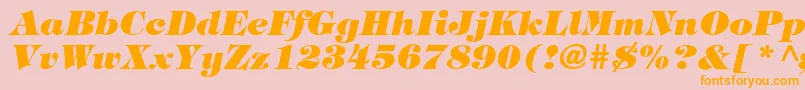 HalversonHeavyItalic-Schriftart – Orangefarbene Schriften auf rosa Hintergrund