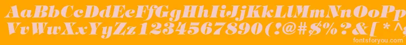 HalversonHeavyItalic-Schriftart – Rosa Schriften auf orangefarbenem Hintergrund