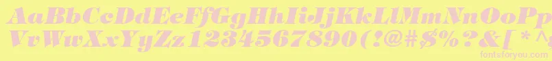 Czcionka HalversonHeavyItalic – różowe czcionki na żółtym tle
