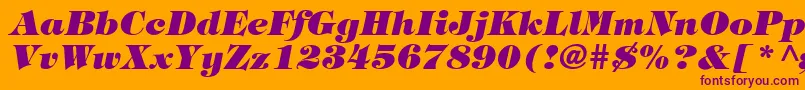 HalversonHeavyItalic Font – Purple Fonts on Orange Background
