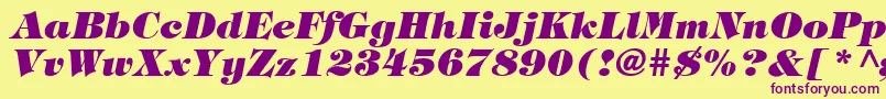 HalversonHeavyItalic Font – Purple Fonts on Yellow Background