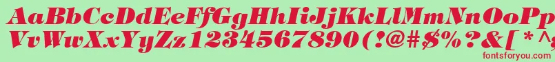 Fonte HalversonHeavyItalic – fontes vermelhas em um fundo verde