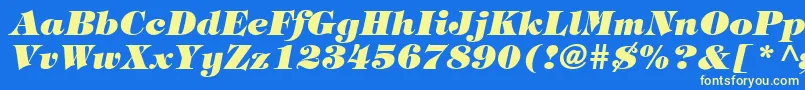 HalversonHeavyItalic Font – Yellow Fonts on Blue Background