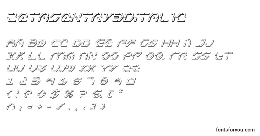 ZetaSentry3DItalicフォント–アルファベット、数字、特殊文字