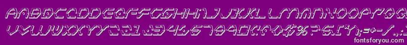 フォントZetaSentry3DItalic – 紫の背景に緑のフォント