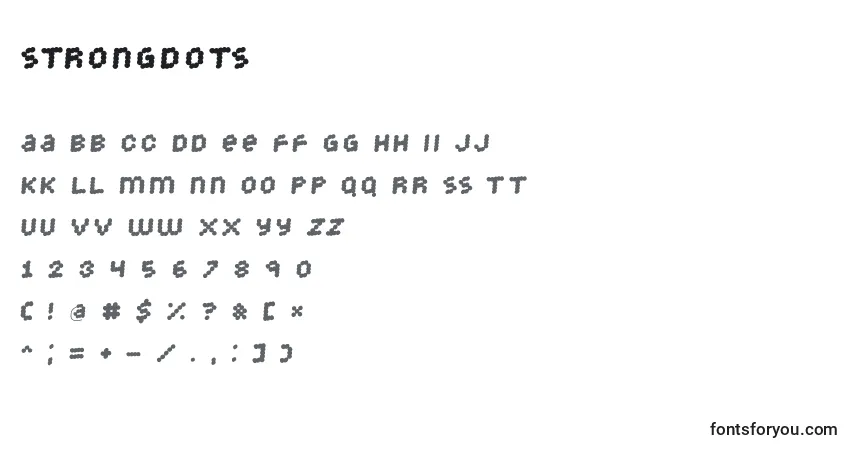 A fonte Strongdots – alfabeto, números, caracteres especiais