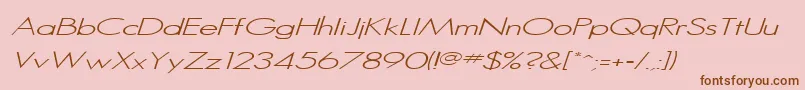 SansserifItalic-Schriftart – Braune Schriften auf rosa Hintergrund