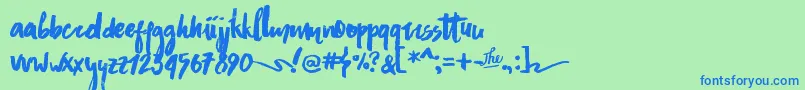 AsphaltsBrushPersonalUse Font – Blue Fonts on Green Background