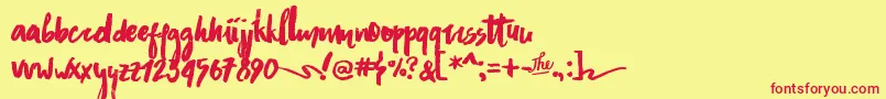 AsphaltsBrushPersonalUse Font – Red Fonts on Yellow Background