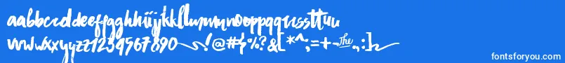 フォントAsphaltsBrushPersonalUse – 青い背景に白い文字