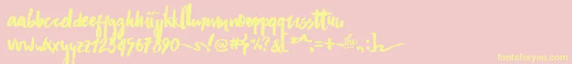 AsphaltsBrushPersonalUse-Schriftart – Gelbe Schriften auf rosa Hintergrund