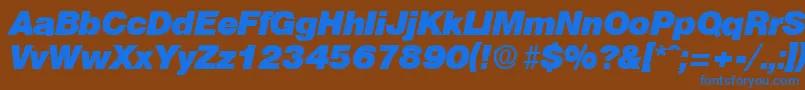 OlympiaHeavyita Font – Blue Fonts on Brown Background