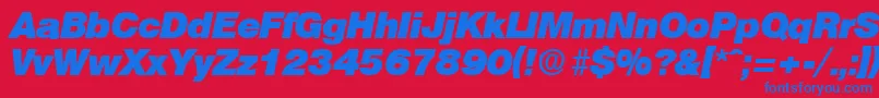 OlympiaHeavyita Font – Blue Fonts on Red Background
