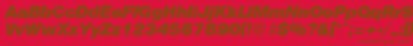 OlympiaHeavyita-Schriftart – Braune Schriften auf rotem Hintergrund