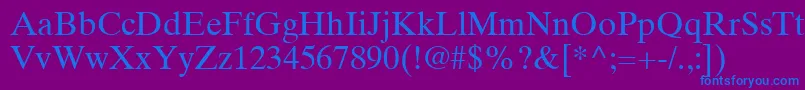 TimesTenLtRoman-Schriftart – Blaue Schriften auf violettem Hintergrund