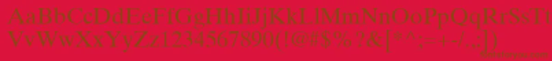 TimesTenLtRoman-Schriftart – Braune Schriften auf rotem Hintergrund