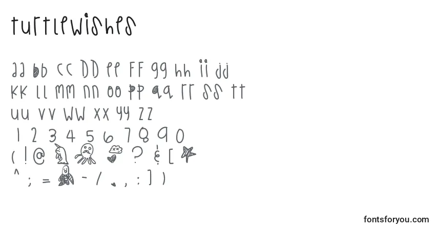 Czcionka Turtlewishes – alfabet, cyfry, specjalne znaki