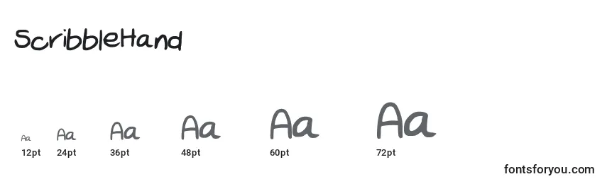 Размеры шрифта ScribbleHand