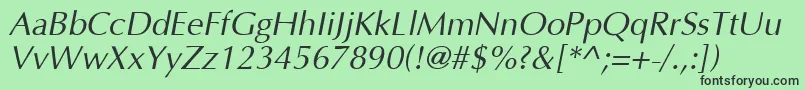 フォントOptimaCyrItalic – 緑の背景に黒い文字