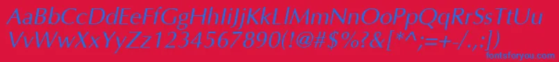 OptimaCyrItalic Font – Blue Fonts on Red Background