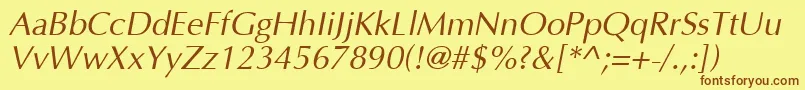 OptimaCyrItalic Font – Brown Fonts on Yellow Background