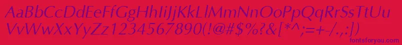 OptimaCyrItalic Font – Purple Fonts on Red Background