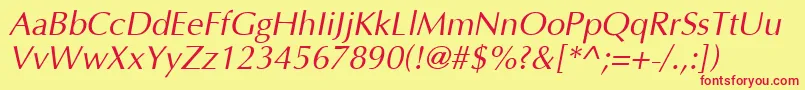 OptimaCyrItalic Font – Red Fonts on Yellow Background