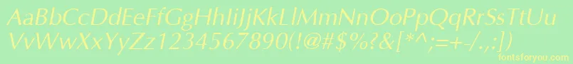 OptimaCyrItalic Font – Yellow Fonts on Green Background