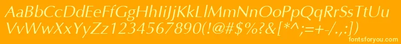 OptimaCyrItalic Font – Yellow Fonts on Orange Background