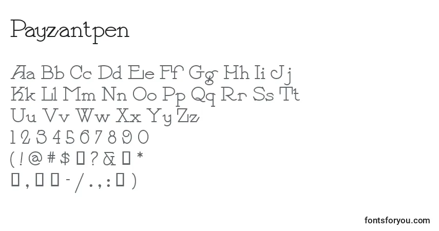 Czcionka Payzantpen – alfabet, cyfry, specjalne znaki