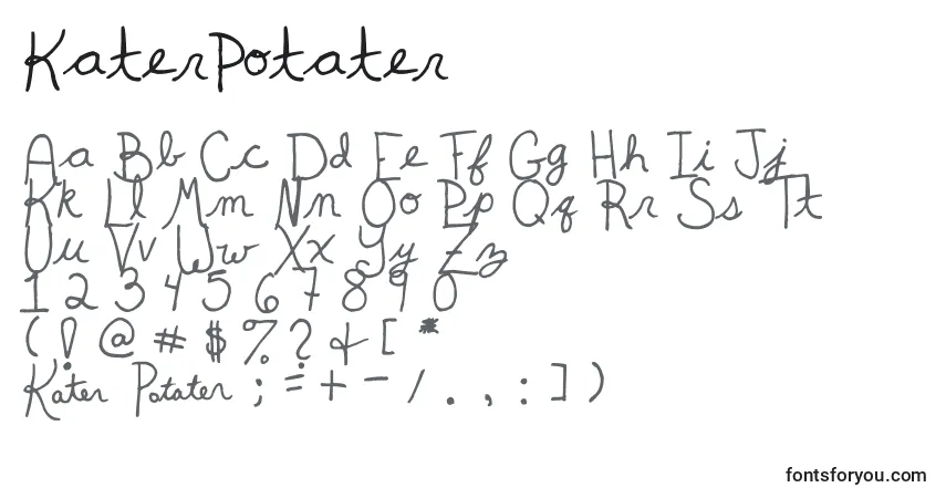 Czcionka KaterPotater – alfabet, cyfry, specjalne znaki
