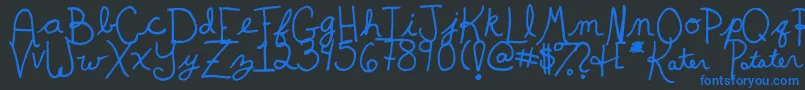 KaterPotater Font – Blue Fonts on Black Background