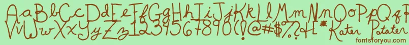 Fonte KaterPotater – fontes marrons em um fundo verde