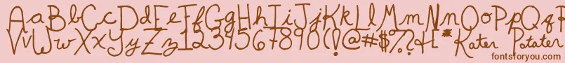 KaterPotater-Schriftart – Braune Schriften auf rosa Hintergrund