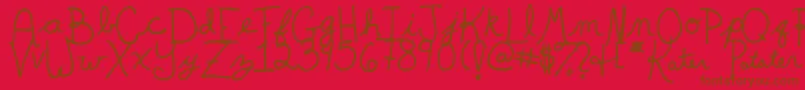 KaterPotater-Schriftart – Braune Schriften auf rotem Hintergrund