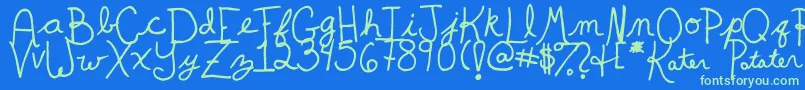 KaterPotater-Schriftart – Grüne Schriften auf blauem Hintergrund