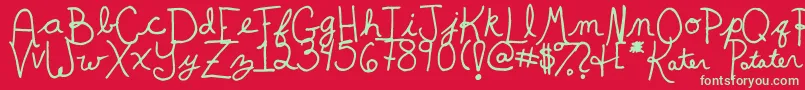 フォントKaterPotater – 赤い背景に緑の文字