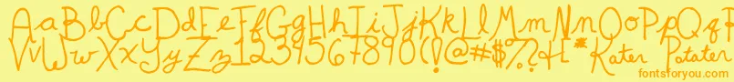 KaterPotater-fontti – oranssit fontit keltaisella taustalla